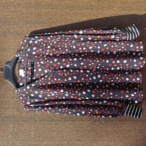Cabi long sleeve blouse, black with flower print. Size XL